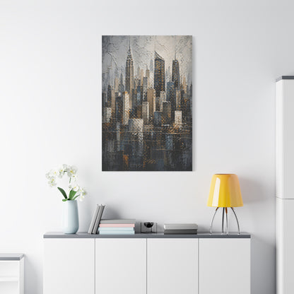 Textured City Skyline Impasto Wall Art & Canvas Print