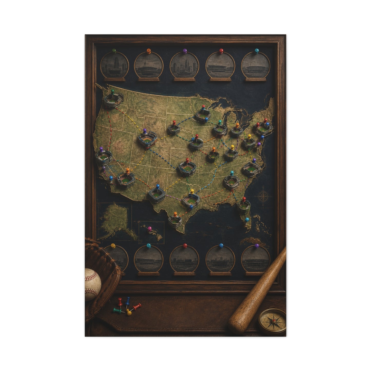 Interactive Stadium Tracker Map Sports Wall Art & Canvas Print