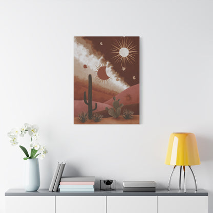 Boho Desert Sun and Moon Landscape Wall Art & Canvas Print