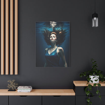 Submerged Serenity Blue Figure Wall Art & Canvas Prints