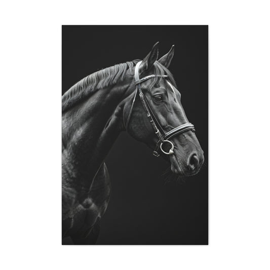 Elegant Black Stallion Profile Wall Art & Canvas Prints