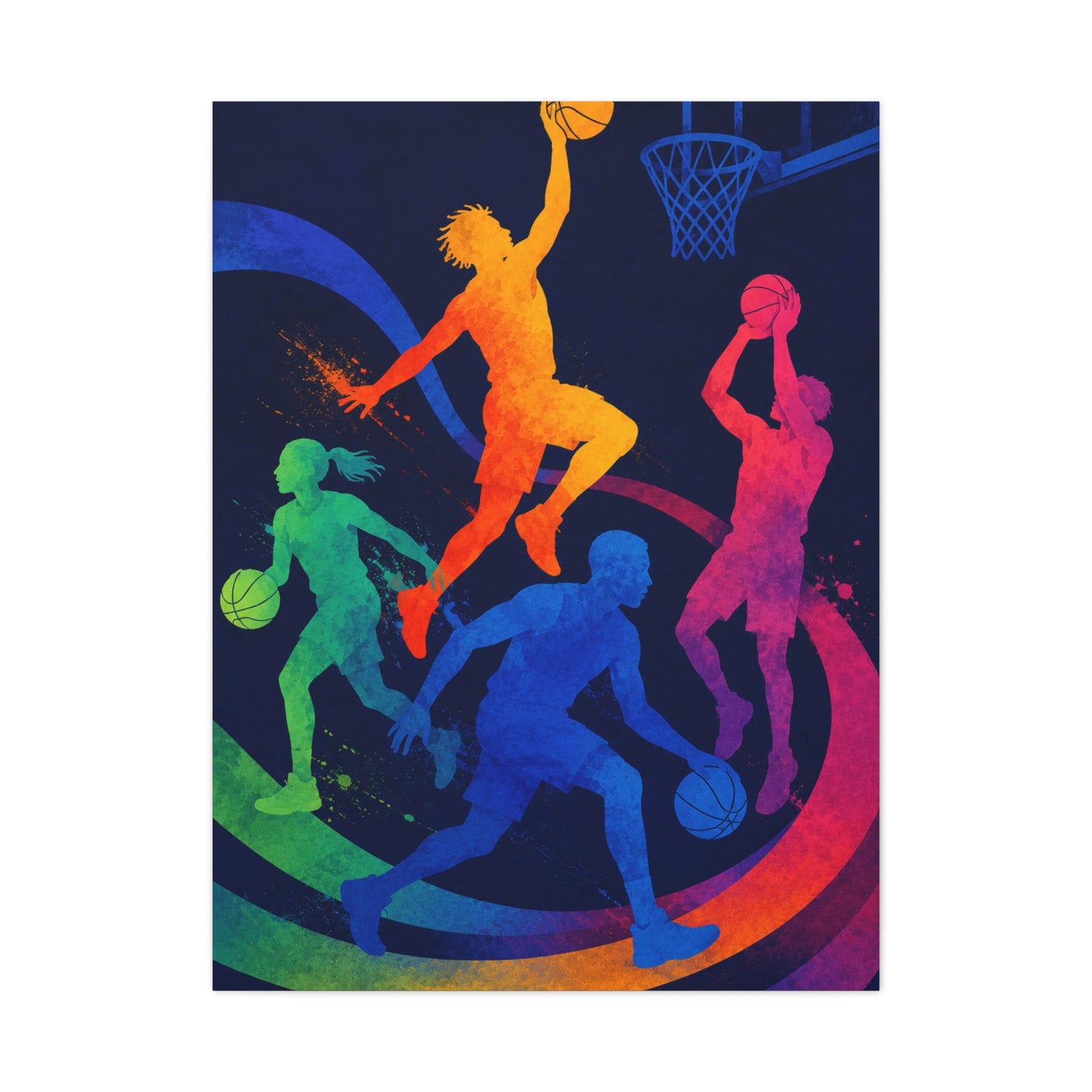 Rainbow Basketball Motion Sports Wall Art & Canvas Print