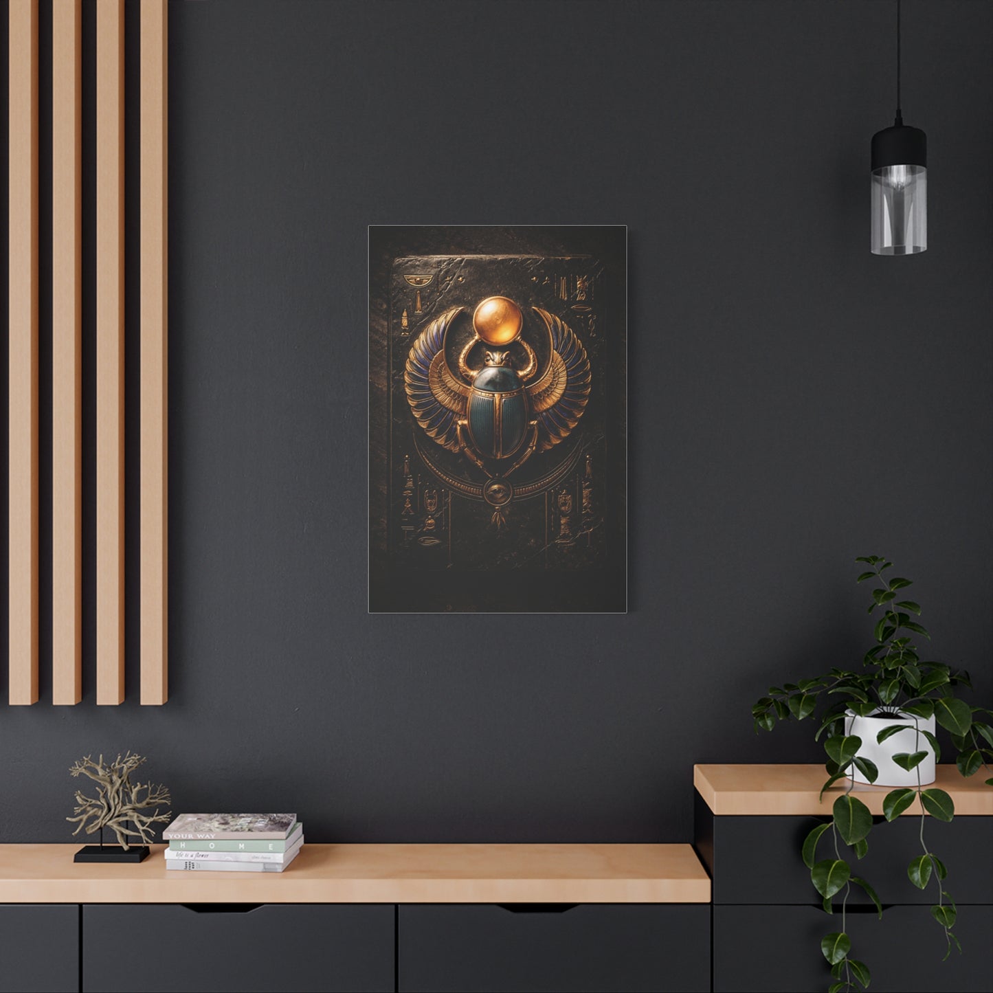 Egyptian Scarab Gold Relief Wall Art & Canvas Print