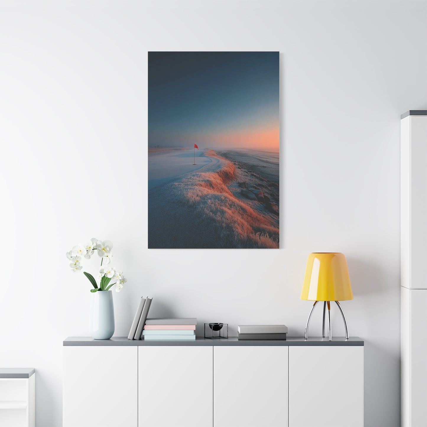 Frosted Coastal Green Minimal Golf Wall Art & Canvas Print