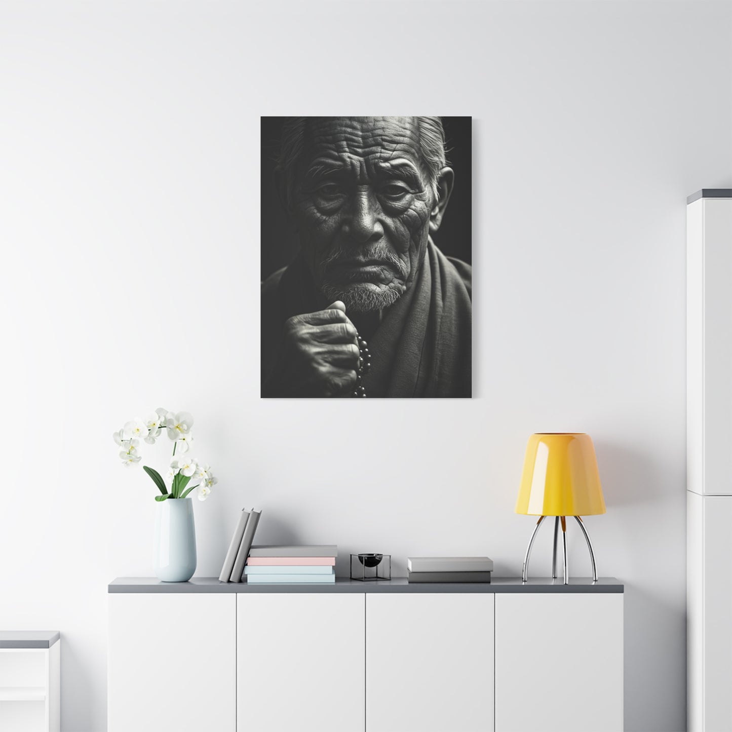 Elder Man with Reflective Expression Wall Art & Canvas Prints