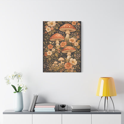 Floral Mushroom Collage Tapestry Aesthetic Wall Art & Canvas Print
