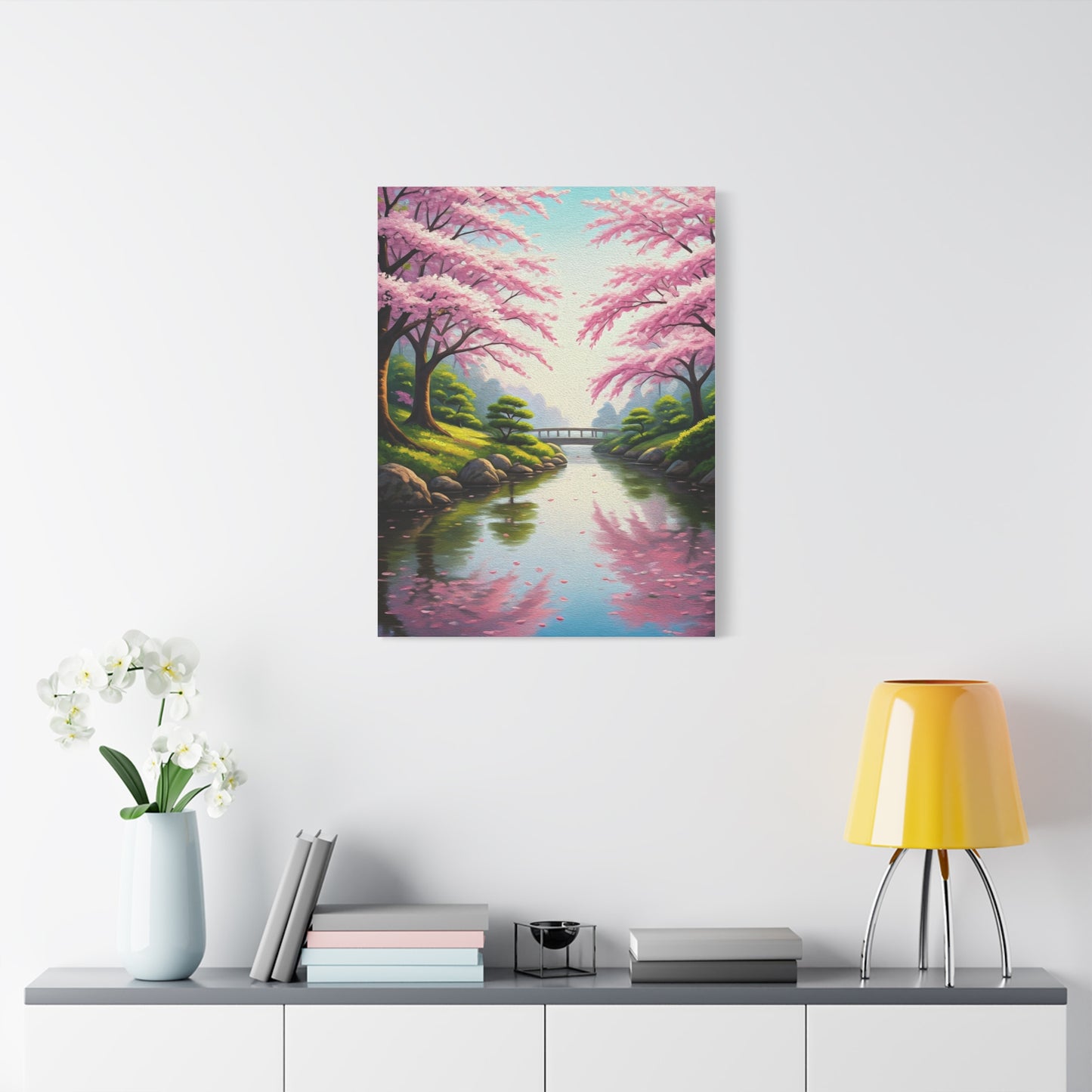 Sakura River Garden Reflection Wall Art & Canvas Prints