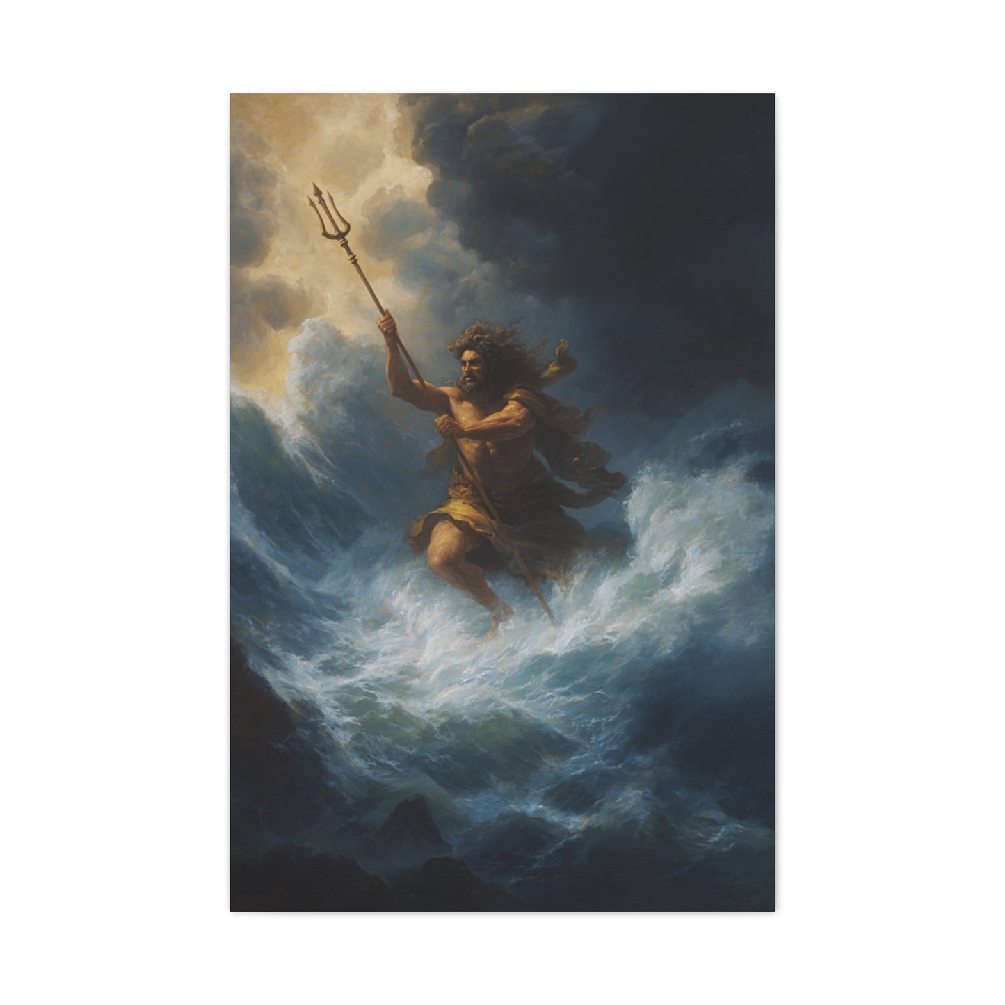 Poseidon God of the Sea Rising from the Storm Wall Art & Canvas Print