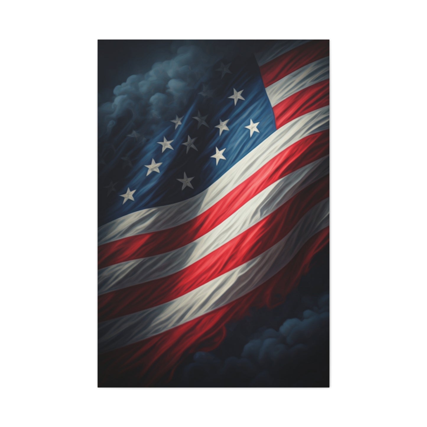 Stormlit American Flag Strength Wall Art & Canvas Prints