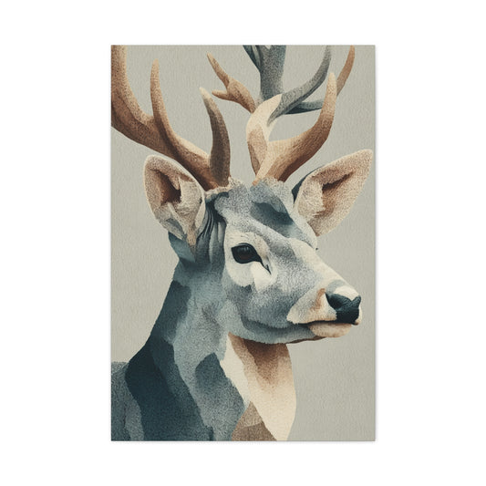 Scandinavian Watercolor Stag Portrait Wall Art & Canvas Print