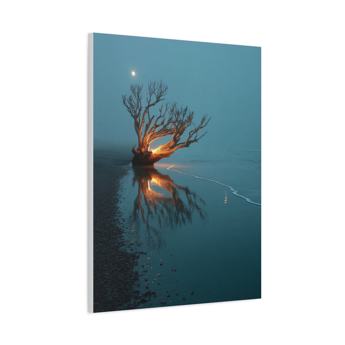 Moonlit Driftwood Shore Wall Art & Canvas Print