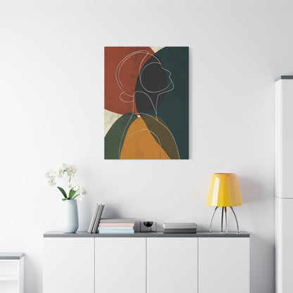 Minimalist Line Portrait with Modern Color Shapes Wall Art & Canvas Print