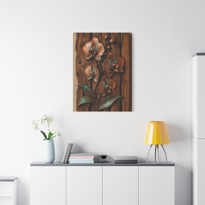 Copper Orchid on Reclaimed Wood Southwest Wall Art & Canvas Print