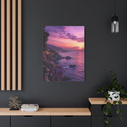 Violet Coastal Sunset Landscape Wall Art & Canvas Print