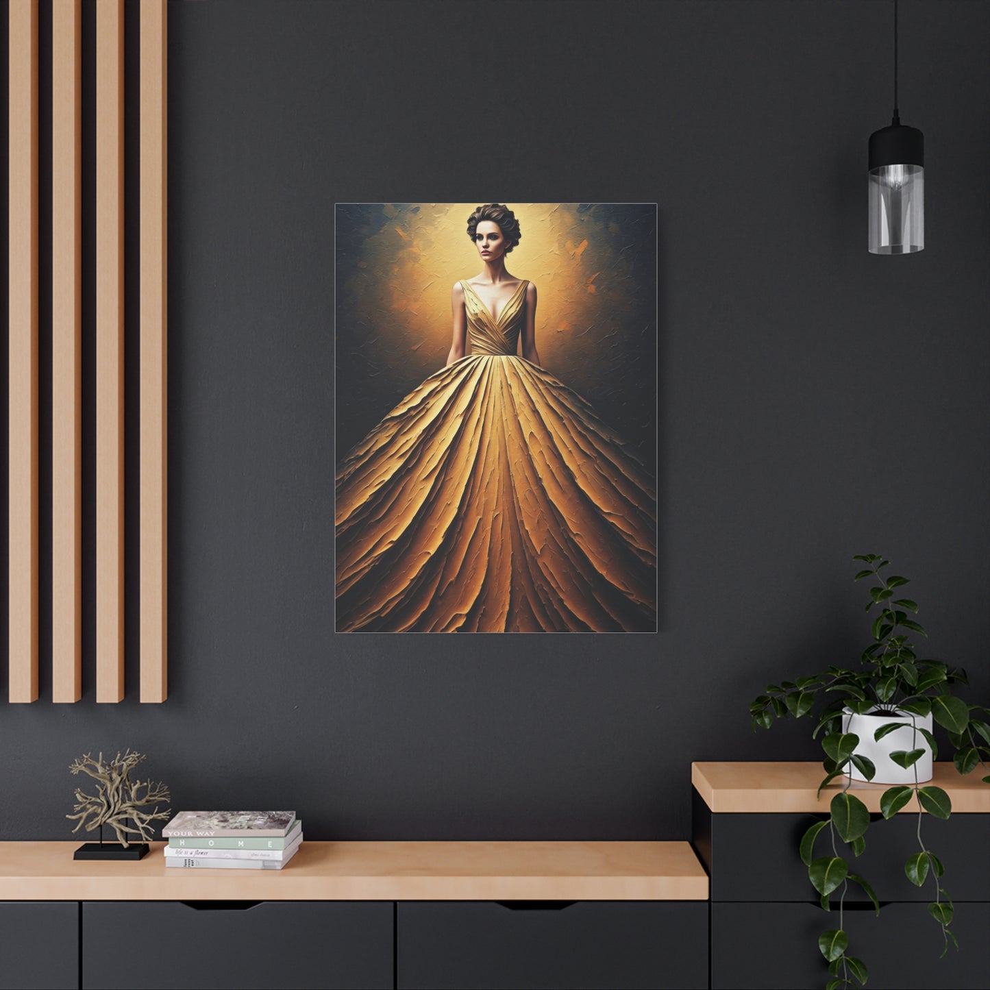 Golden Radiance Gown Portrait Wall Art & Canvas Print