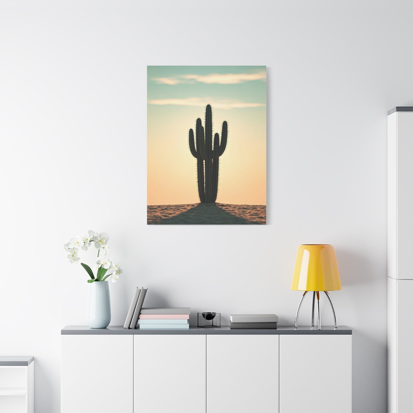 Lone Saguaro Desert Sunset Silhouette Wall Art & Canvas Prints