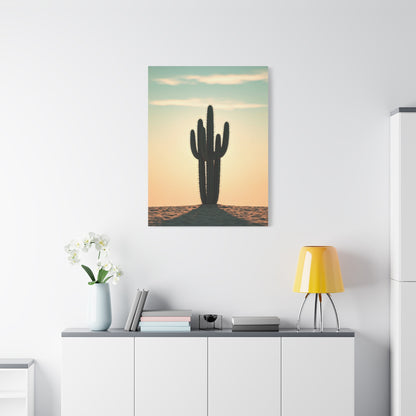 Lone Saguaro Desert Sunset Silhouette Wall Art & Canvas Prints