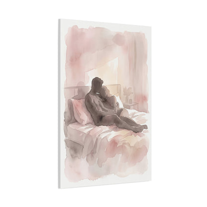 Abstract Bedroom Silhouette Romance Wall Art & Canvas Print