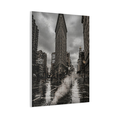 Flatiron Building Rainy Noir Wall Art & Canvas Print
