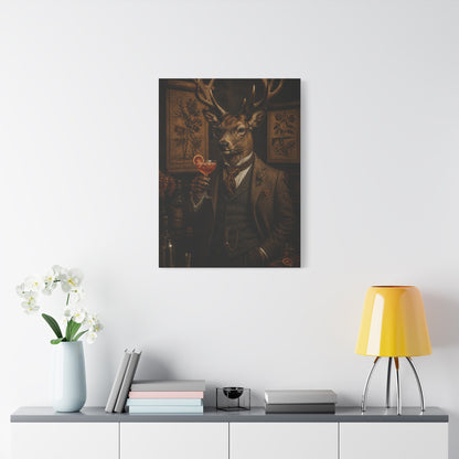 Aristocratic Deer Gentleman Cocktail Portrait Wall Art & Canvas Print