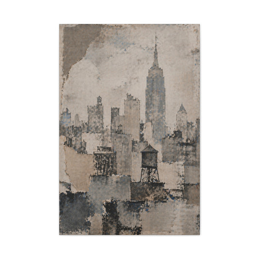Vintage Empire State Skyline Study Wall Art & Canvas Print