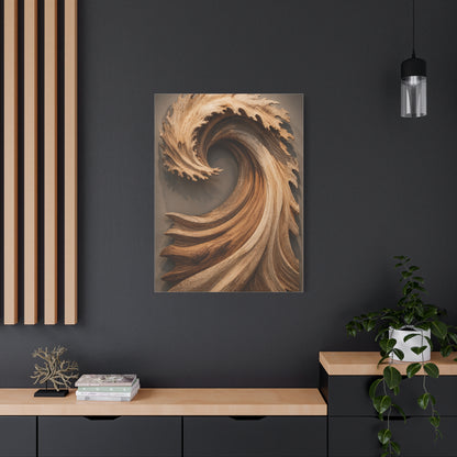 Hand-Carved Wooden Crest Wave Sculpture Wall Art & Canvas Print
