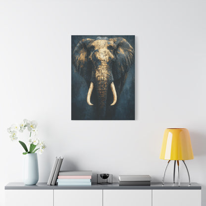 Black and Gold Regal Elephant Portrait Wall Art & Canvas Print