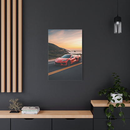 Chevrolet Corvette C8 Sunset Cliffside Drive Wall Art & Canvas Prints