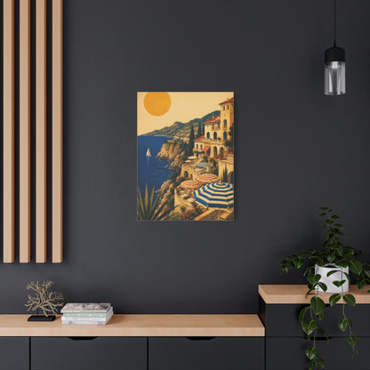 Riviera Coastal Terrace Poster Wall Art & Canvas Print