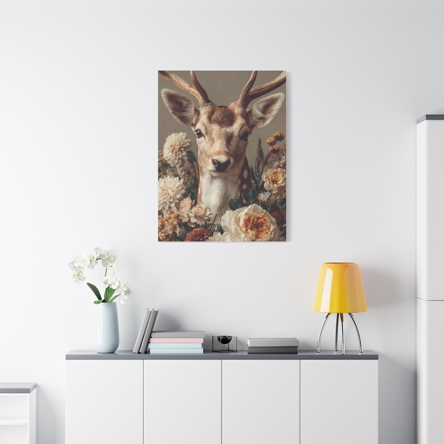Botanical Deer Portrait Wall Art & Canvas Print