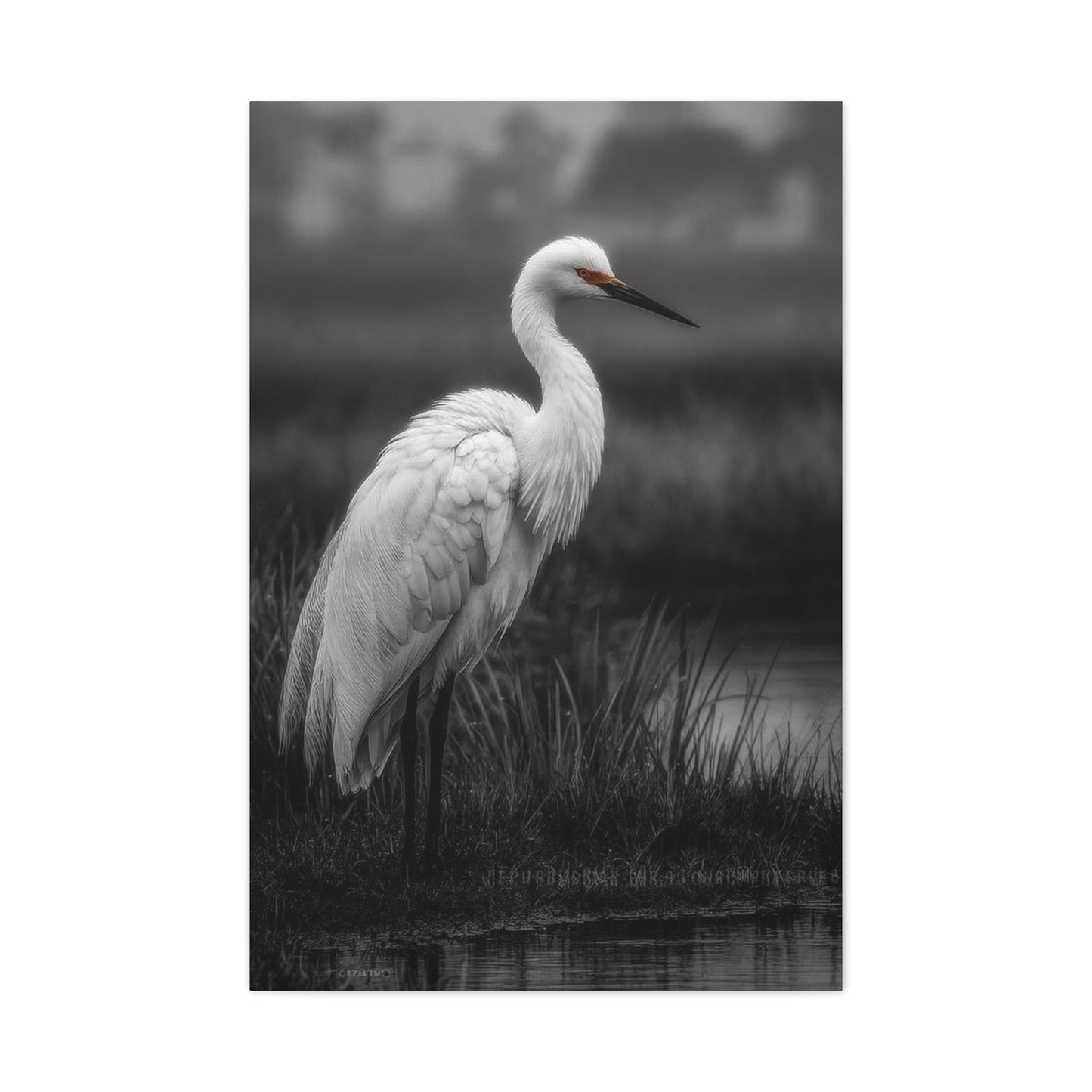 Light Grey Crane Mist Portrait Wall Art & Canvas Print