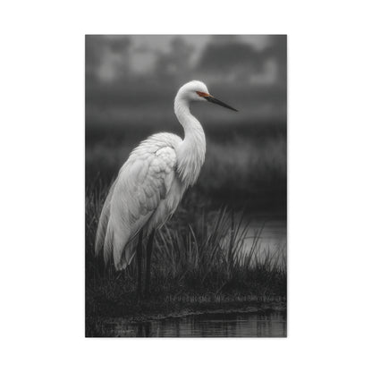 Light Grey Crane Mist Portrait Wall Art & Canvas Print