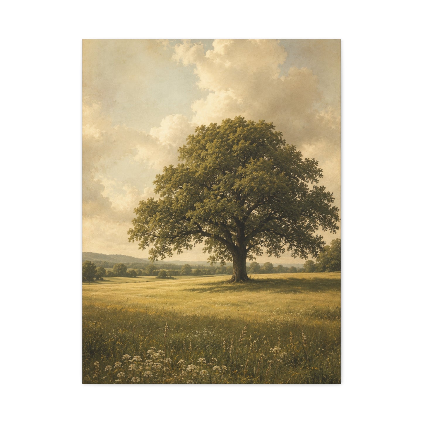 Golden Meadow Lone Tree Landscape Trees Wall Art & Canvas Print