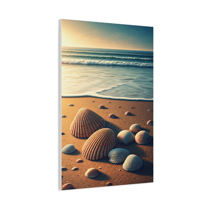 Seashell Collection on Warm Coastal Sand Wall Art & Canvas Prints