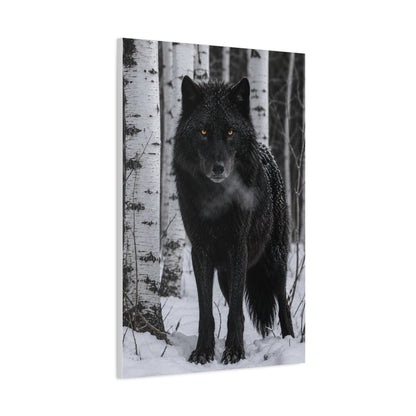 Midnight Black Wolf Aspen Forest Portrait Wall Art & Canvas Print