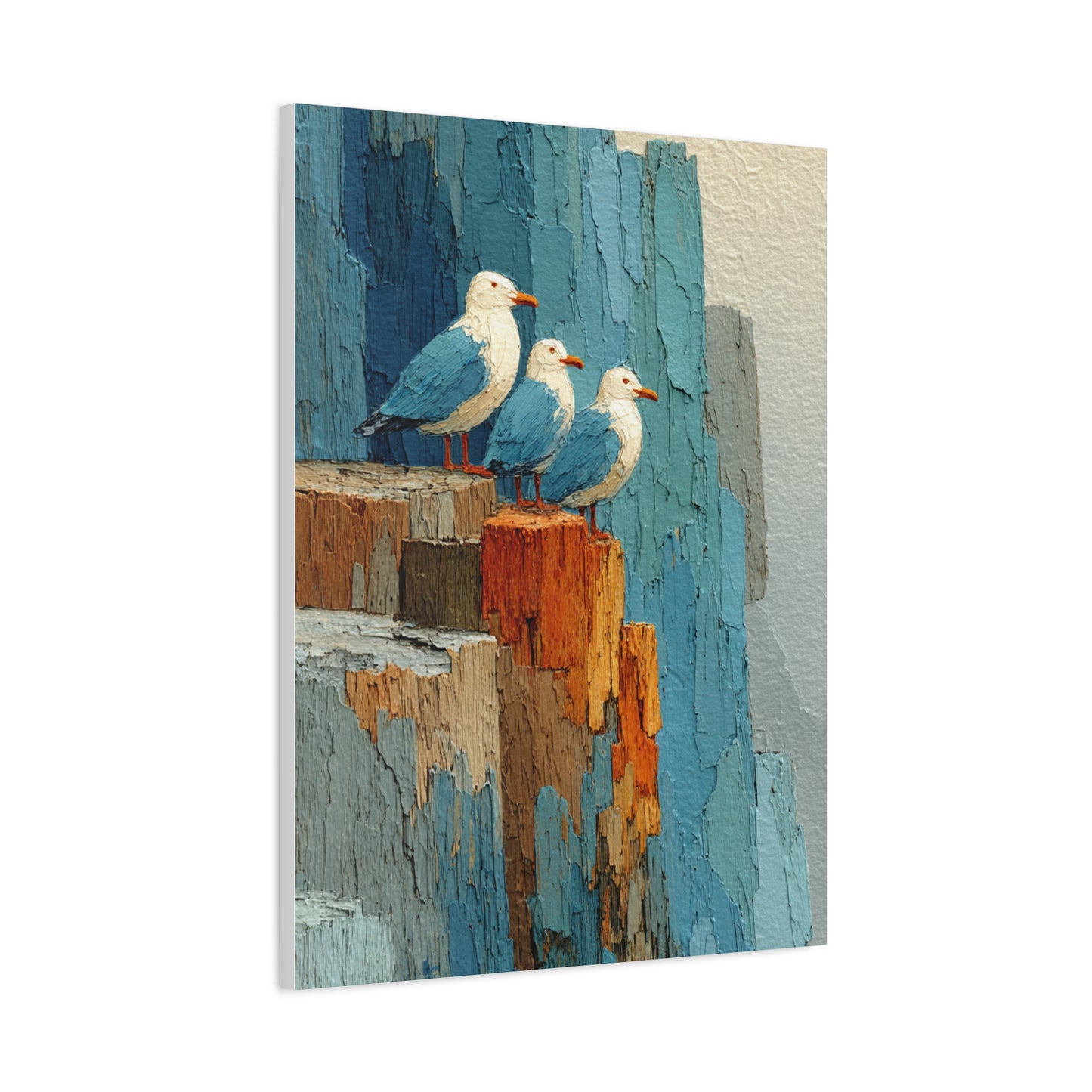 Seagull Trio Driftwood Relief Wall Art & Canvas Print
