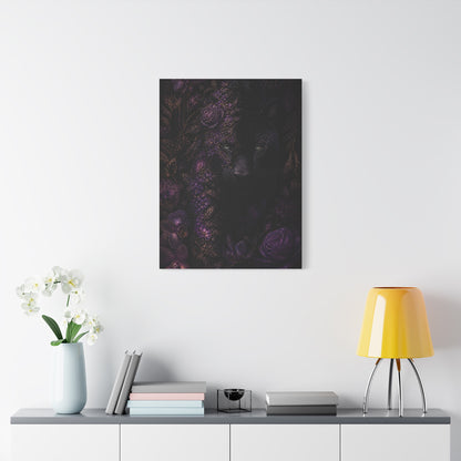 Black Panther Floral Jungle Portrait Wall Art & Canvas Print