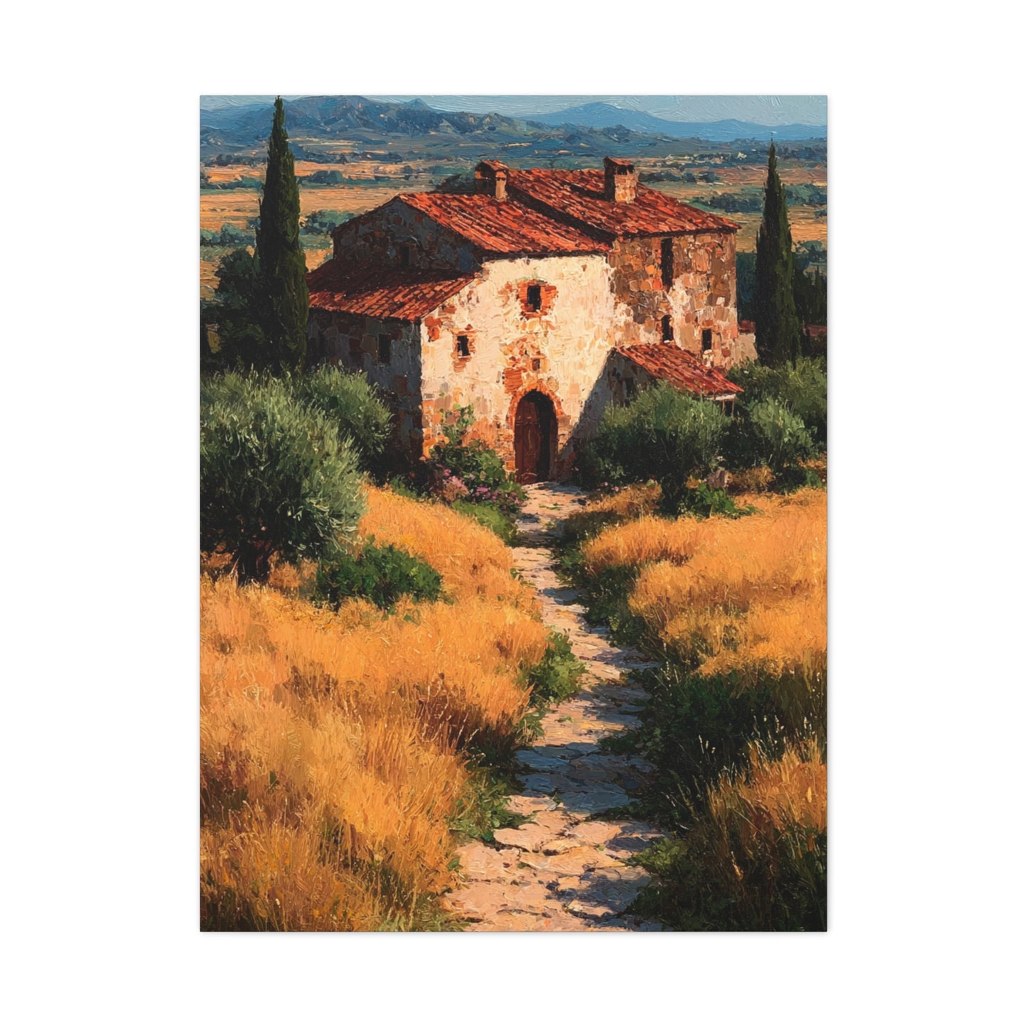 Tuscan Countryside Villa Painting Wall Art & Canvas Print