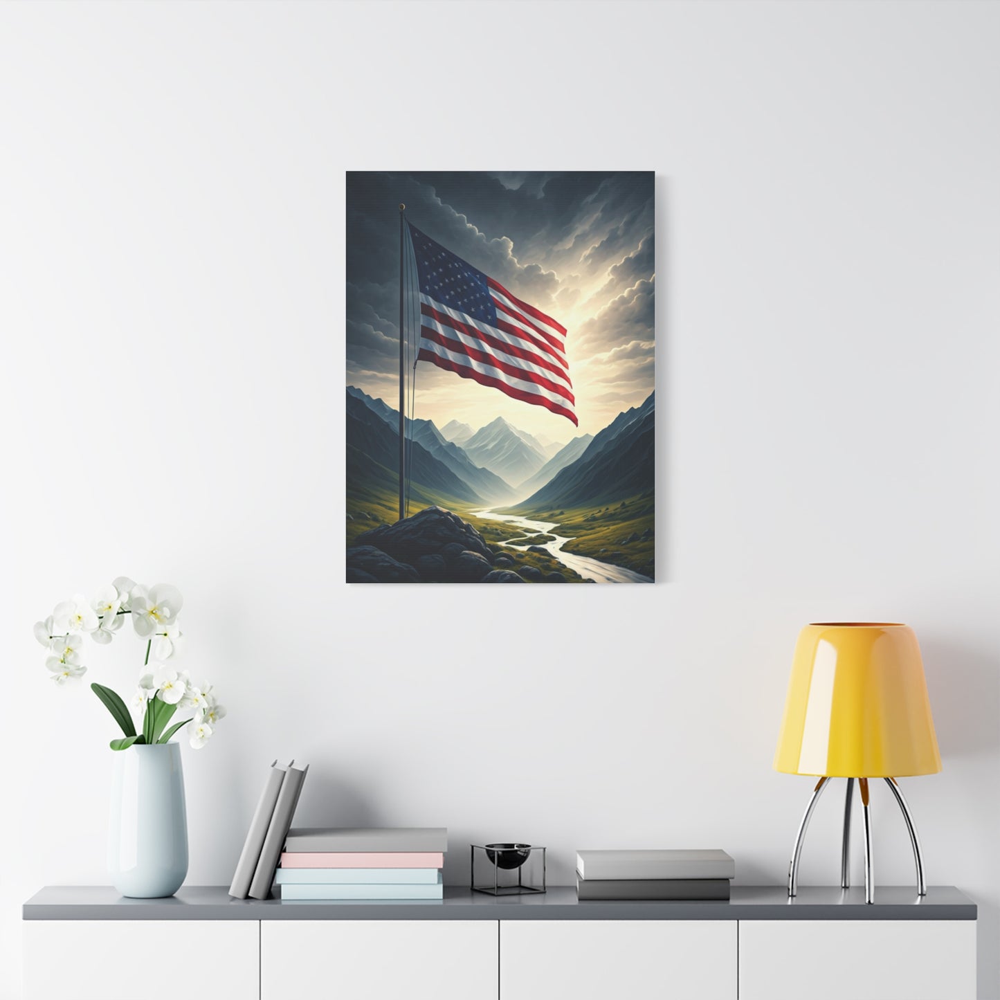 Mountain Freedom Flag Landscape Wall Art & Canvas Prints