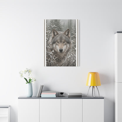 Snow Forest Gray Wolf Framed Portrait Wall Art & Canvas Print