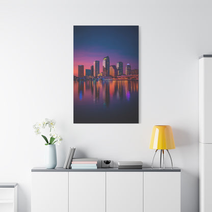 Modern City Skyline at Dusk Wall Art & Canvas Print