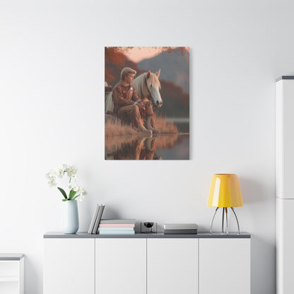 Young Cowboy by the River Wall Art & Canvas Print