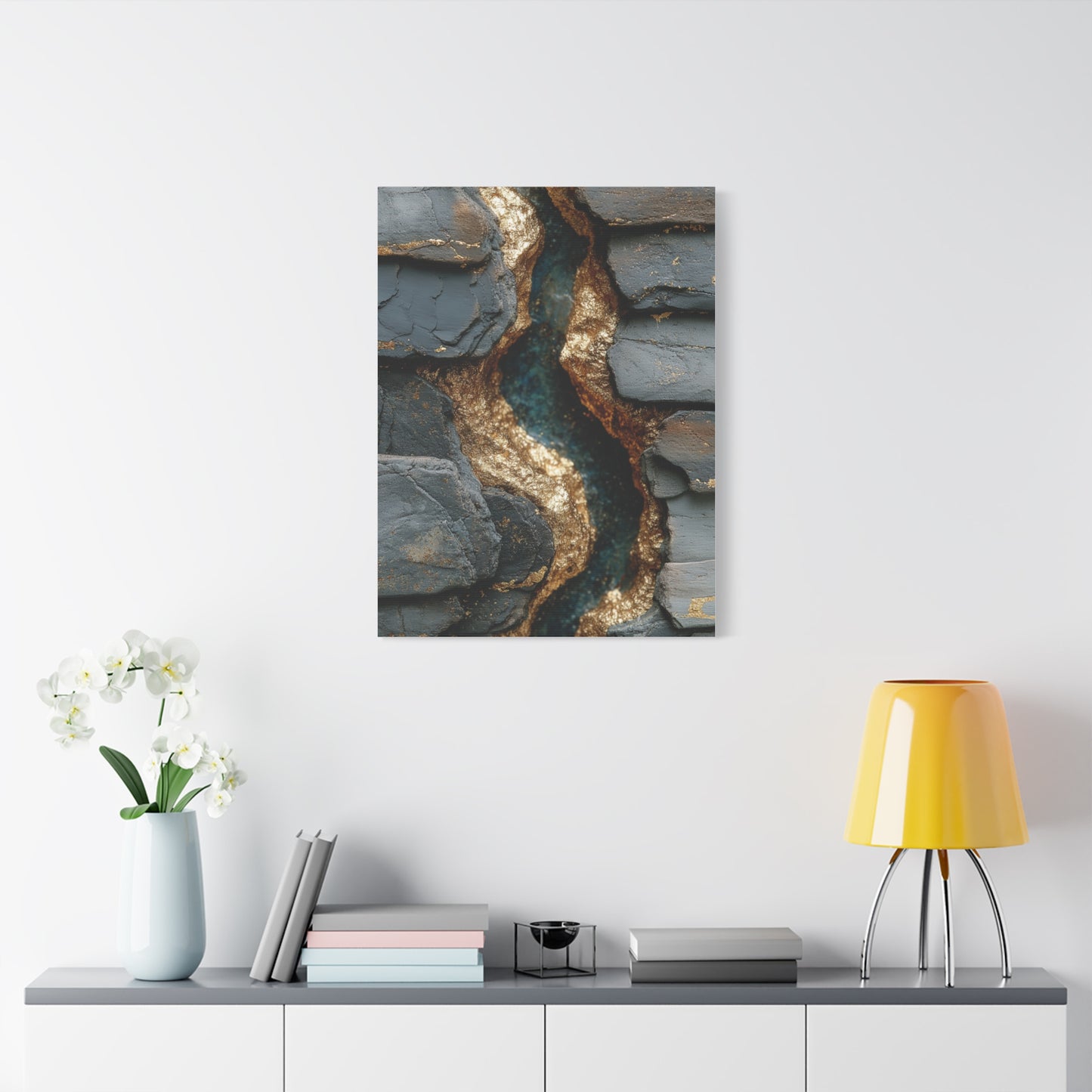 Black and Gold Abstract River Texture Wall Art & Canvas Print