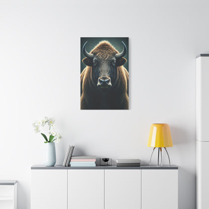 American Bison Frontal Portrait with Dramatic Overcast Lighting Wall Art & Canvas Print