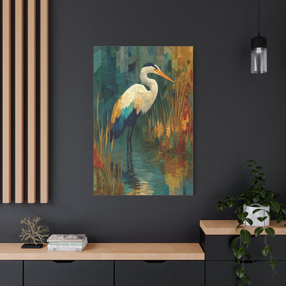 Marsh Heron Textured Composition Wall Art & Canvas Print