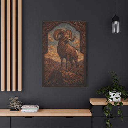 Hand Tooled Bighorn Sheep Southwest Wall Art & Canvas Print