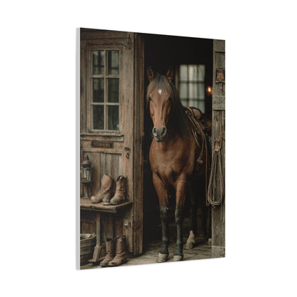 Rustic Stable Horse Portrait Wall Art & Canvas Print