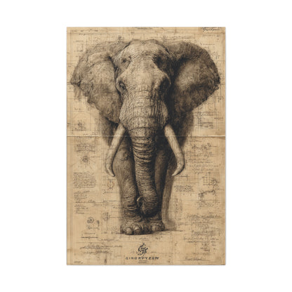 Vintage Elephant Natural History Study Wall Art & Canvas Print