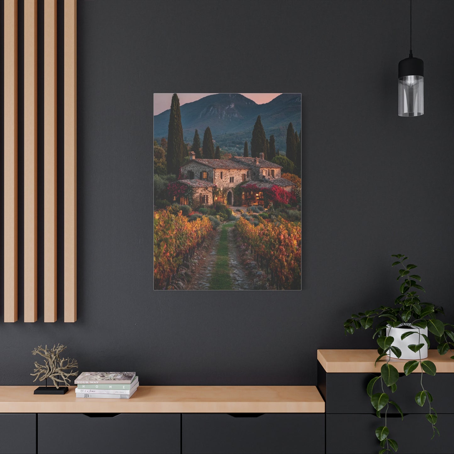 Tuscan Vineyard Autumn Villa Wall Art & Canvas Print