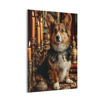 Candlelit Royal Corgi Portrait Wall Art & Canvas Print